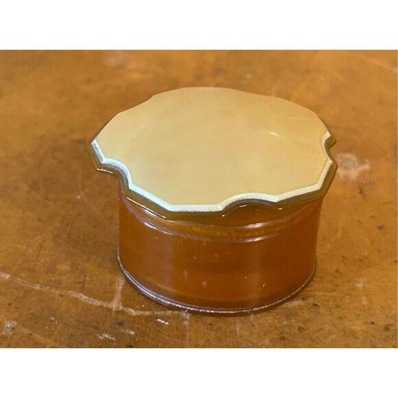 Vintage Bakelite Butterscotch Pearly Nose Powder Container Vanity Trinket Box (8 - Picture 4 of 7
